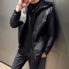 Осенне-зимняя черная плюшевая короткая кожаная куртка с капюшоном для мужской куртки Корейская молодежная повседневная и красивая мотоциклетная куртка Топ