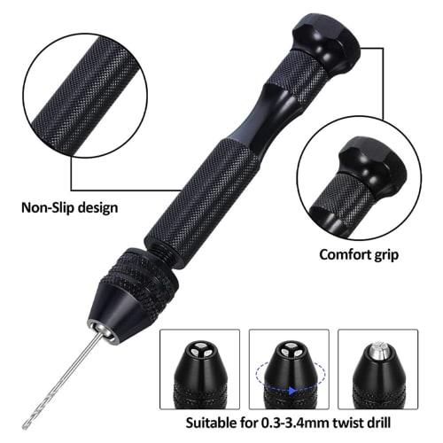 WANJICHENRUI 10-Piece Set with Pin Vise, Hand Drill, Craft Tools, Plastic Model Tools, and Storage Case for DIY Crafts (Black)