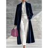 Autumn and winter TikTok popular golden velvet long coat women's high-end lapel over knee velvet jacket