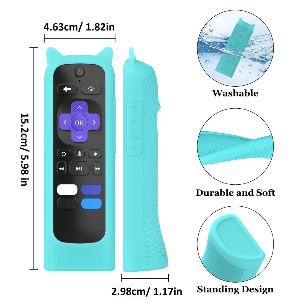 Cute Standing Silicone Remote Cover for Roku TV Remote, Glow Remote Case for Roku Player Simple/Voice Remote(Not for Ultra/Pro)