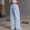 Bow Embroidered Jeans Women's High-waisted Straight-leg Pants Loose Casual Trousers