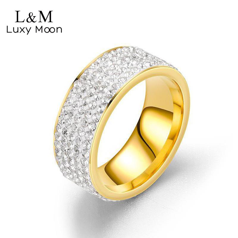 Пятирядное бриллиантовое кольцо, модные парные кольца из нержавеющей стали для мужчин и женщин, универсальные модные ювелирные изделия