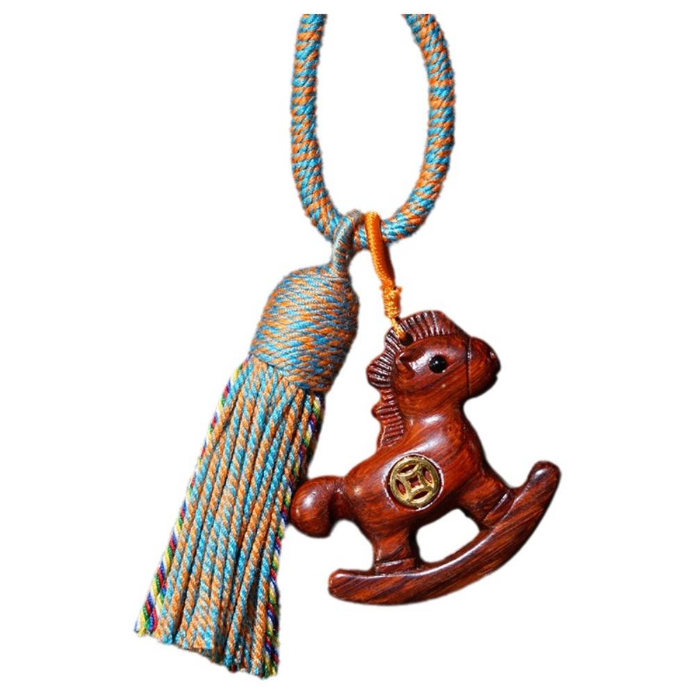 Wooden Mobile Phone Chain Traditional Zodiac Key Ring Neck Pendant Horse Pendant Year of The Horse