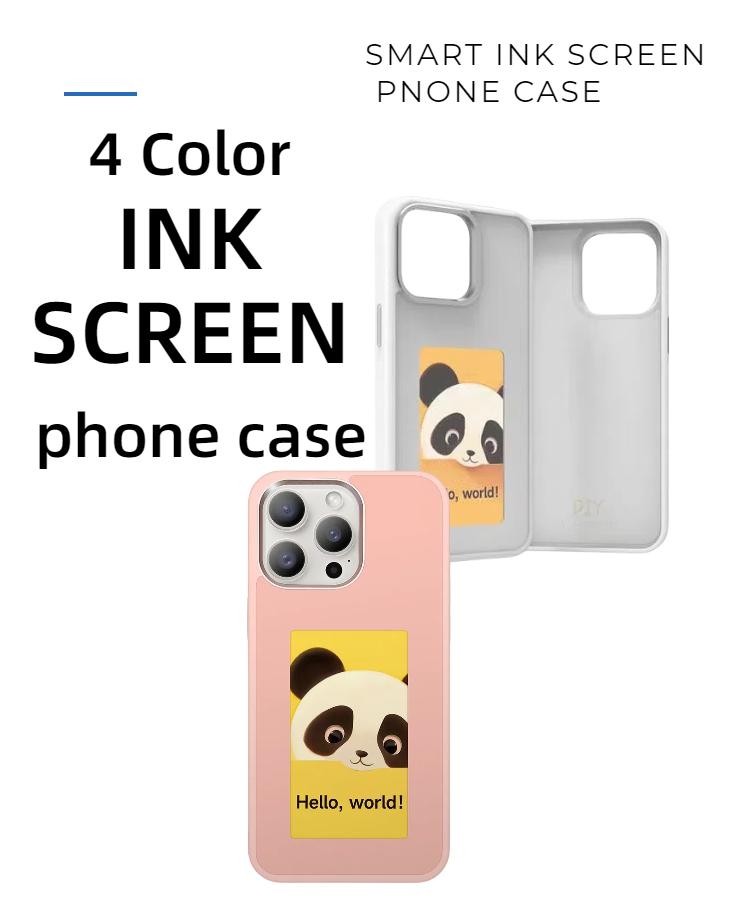 New Trending 3.7 Inch TPU Screen Display Smart NFC Mobile Phone Case 12/13/14/15 Pro Max Ink Screen Phone Case Without Power
