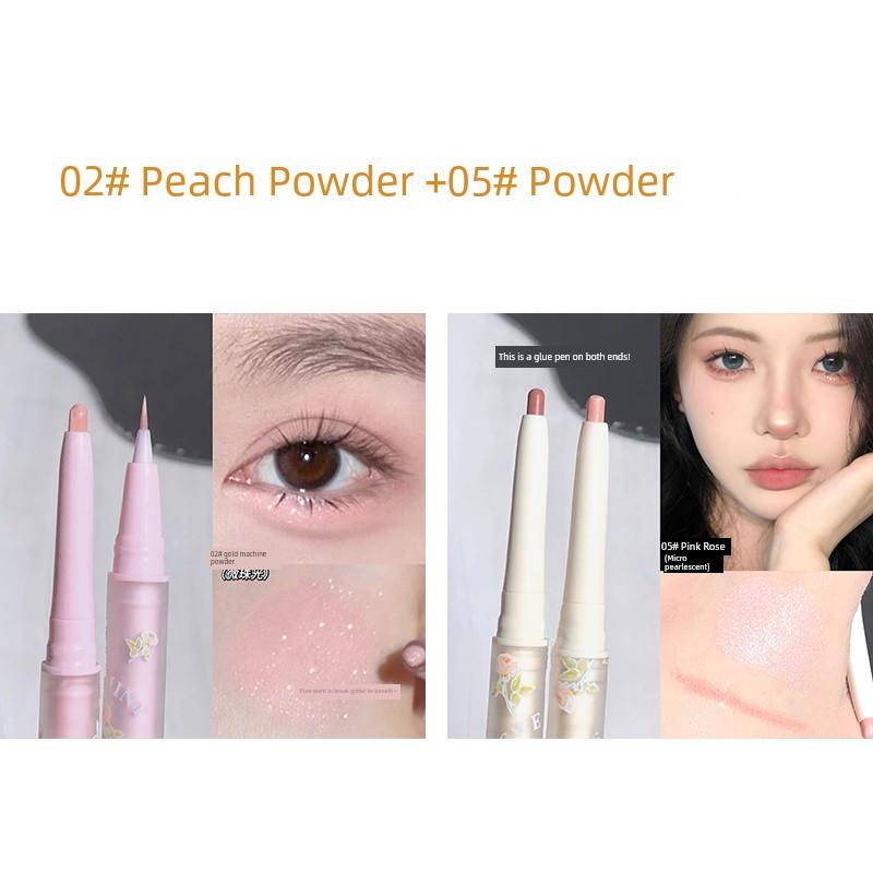 Dual Head Dual-Use Eye Shadow Pen Female White Highlight Brightening Eye Head Cut-off Two-in-One Lying Cicada Shimmer Matte Eye Shadow Makeup