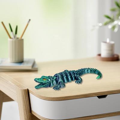 3D-печатная фигурка крокодила, подвижное животное, украшение, гибкая рептилия, крокодил, игрушка-антистресс для взрослых, украшение для дома, офиса, стола