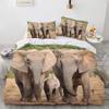 Small Elephant Duvet Cover Set 3D Print Cute Kawaii Wild Animals King Queen Size for Kids Teens Adults Animal Lover Bedding Set
