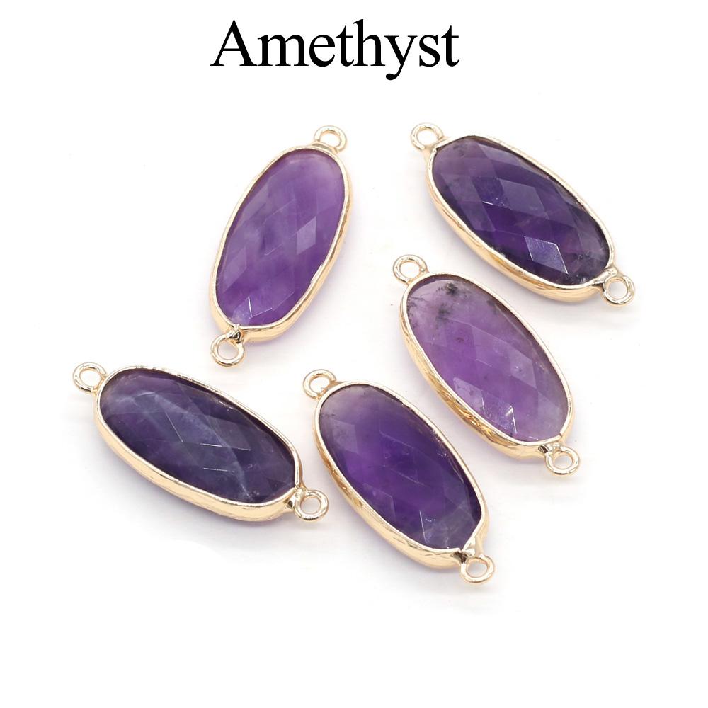 1/5 шт., овальный соединитель с подвеской из кристалла Рейки для исцеления, энергетический натуральный камень аметист, драгоценный камень, соединитель для изготовления ювелирных изделий, ожерелья, браслета своими руками