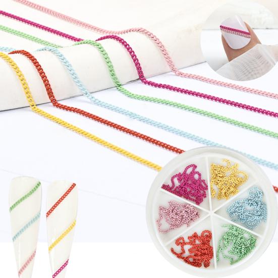 1 коробка металлическая цепочка для украшения ногтей DIY маникюрные аксессуары изысканная красочная цепочка для дизайна ногтей ювелирные изделия для чехла для телефона ожерелье браслет