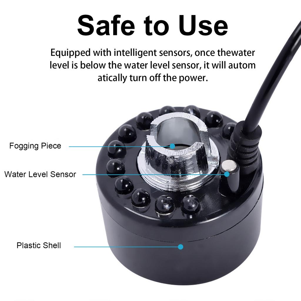 Mini Mist Maker Coloful 12 LED Indoor Tabletop Fountain Mister Foggers Small Pond Fog Machine Atomizer Fountain Air Humidifier for Aquarium Fish Tank