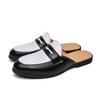 Men's Slippers Mule Loafers Leather Clogs Summer Dress Sandals Black Casual Backless Half-drag Shoes Plus Size