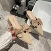Slides with Heel Summer 2024 Mules Women's Slippers and Ladies Sandals Pointed Toe Shoes Bow Job Eva On Promotion Small Size Y B