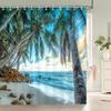 Высококачественные тканевые шторки для душа с принтом "Солнечный пляж", морской пейзаж, водонепроницаемые изделия, декор для ванной комнаты, с 12 крючками