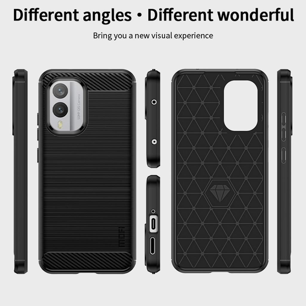 MOFI JK TPU Series-1 Anti-scratch Phone Case for Nokia X30 5G,Carbon Fiber Brushed Soft TPU Back Cover