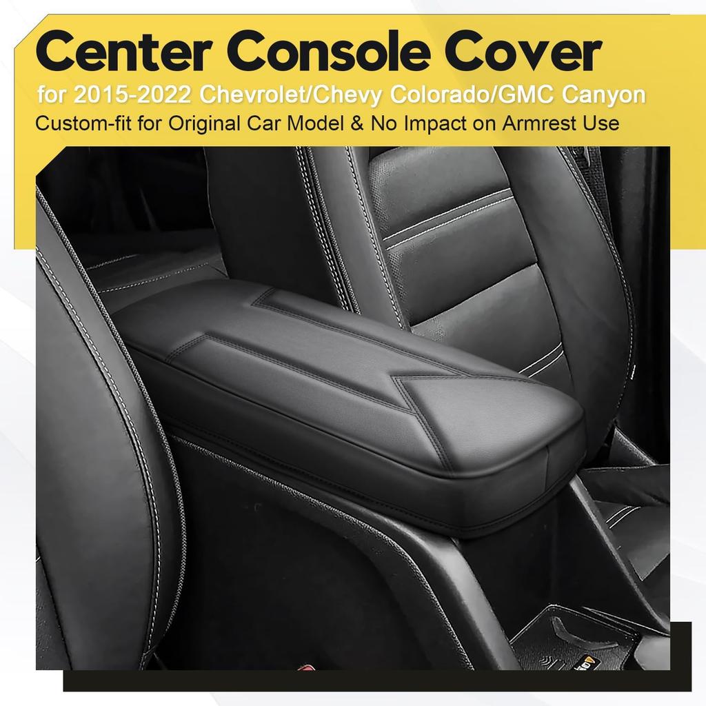 FIILINES Накладка на центральную консоль для Chevrolet Chevy Colorado/GMC Canyon 2015-, С потайными карманамиНакладка-подушка на подлокотник Защитная накладка Colorado/Canyon