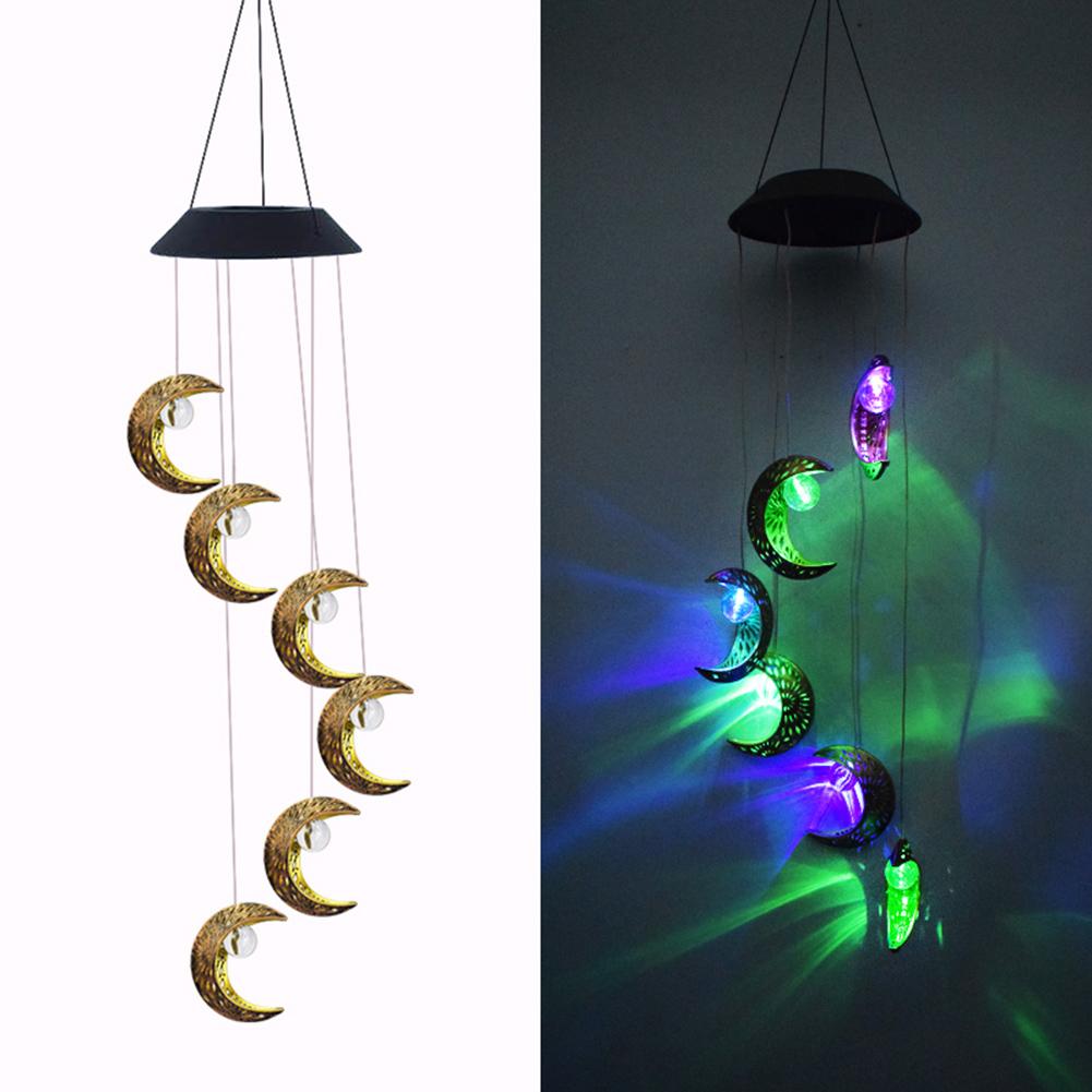 Outdoor Wind Chime Light LED Hanging Garden Lamp Patio Porch Solar Power Moon Wind Chime Lamps Windbell Pendant