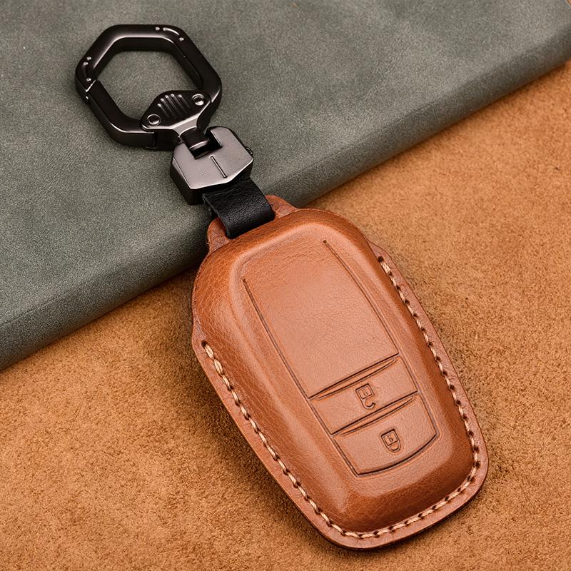 Leather Car Key Case Cover Fob for Toyota Chr C-hr Land Cruiser 200 Avensis Auris Corolla Smart Keychain Shell Accessories Ring