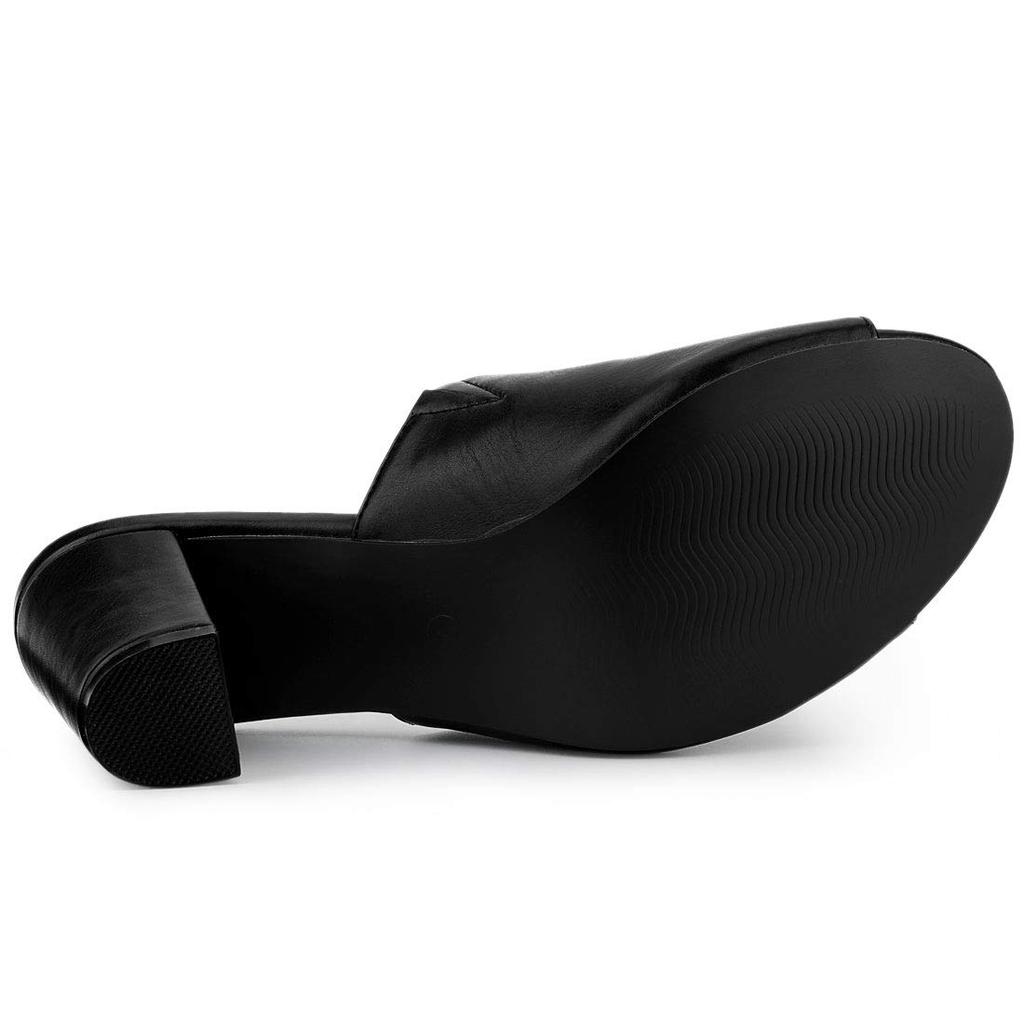 Allegra K Women's Slip-On Chunky Heel Sandals, Black, Size 26.5cm