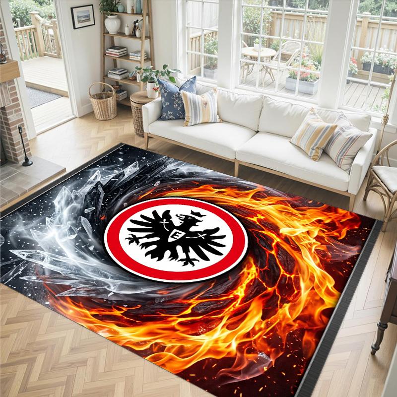 Eintracht Frankfurt Football Design Crystal Velvet Carpet Cozy Non?Slip Printed Rug For Bedroom Living Room Entrance