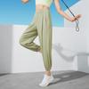 Li Ning Женская фитнес-серия UPF 50+ Однотонные светоотражающие спортивные брюки с эластичным поясом и манжетами Женские брюки Елово-зеленый AKLT542-8