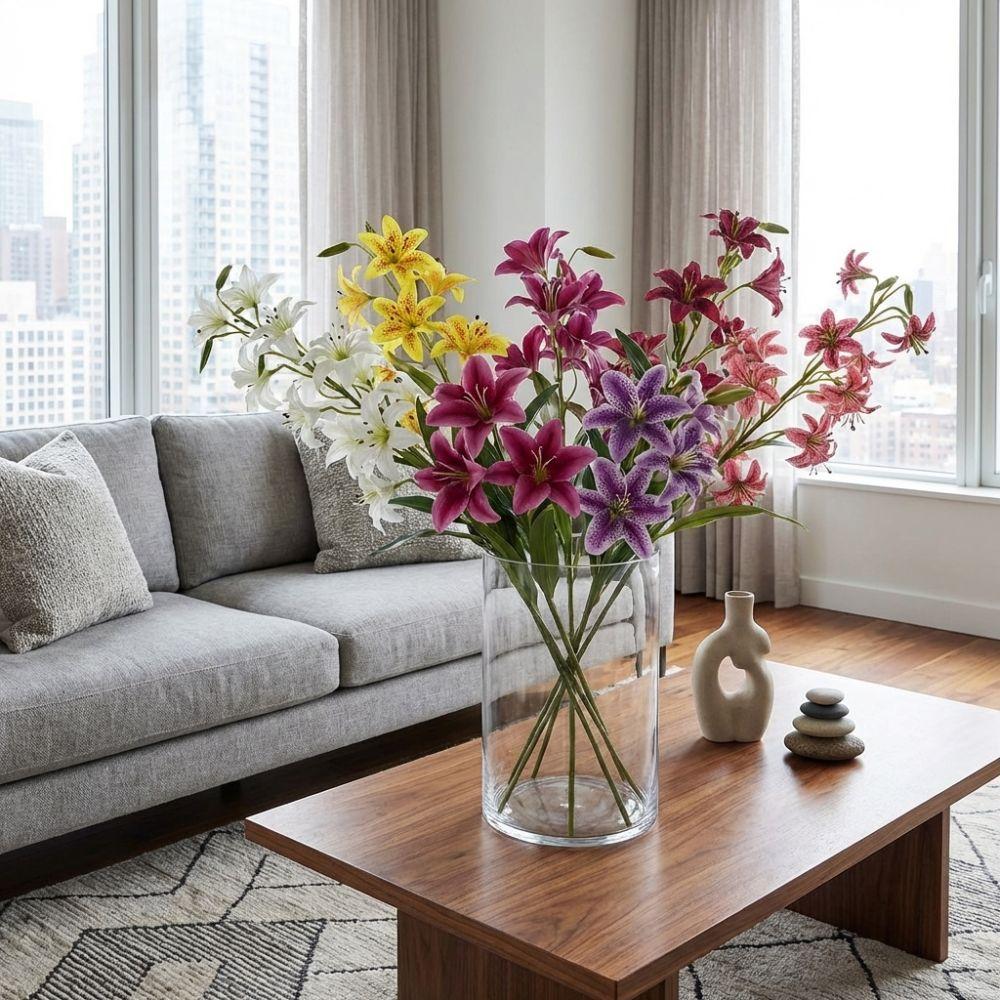 Plastic Artificial Flower Branch Realistic Simulation Silk Flower Living Room Table