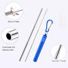 Reusable Stainless Steel Metal Telescopic Straw Collapsible Portable Travel Drinking Folding Straw Set with Cleaning Brush Case