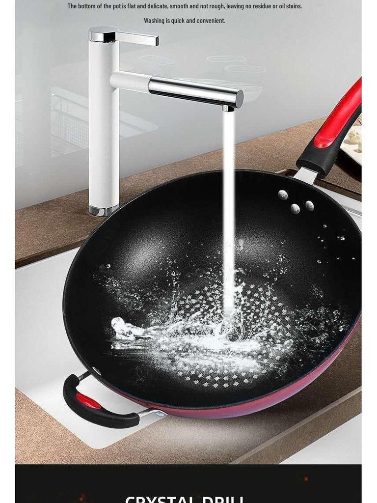 Непригораемый вок из немецкого хрусталя: Сковорода вок с плоским дном без дыма для индукционных и газовых плит.