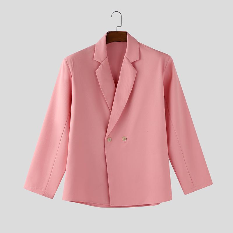 INCERUN Мужские пиджаки с лацканами, длинными рукавами, на одной пуговице, повседневные, свободные, тонкие