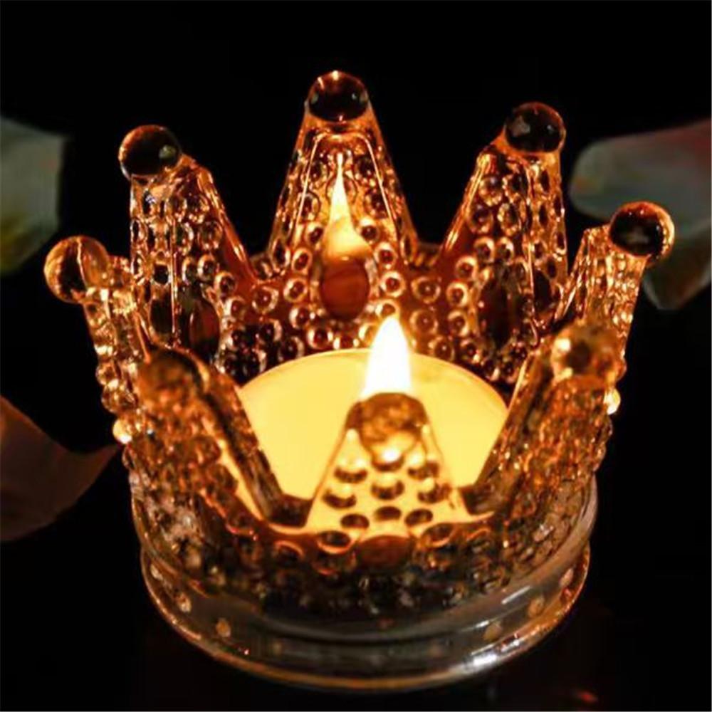 Glass Leisure Time Crown Candle Glass Crown-shaped Glass Candle Holders for Home Decoration