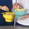 Силиконовая миска для попкорна в микроволновой печи с крышкой, большая емкость, пищевой класс, не содержит бисфенола А, термостойкая складная чаша для приготовления попкорна