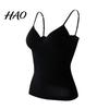 Sport Vest Padded Bra Top Spaghetti Strap Solid Color V-Neck Sleeveless Quick Drying Sling Slim Fit Sexy Bottoming Underwear for Women Tank