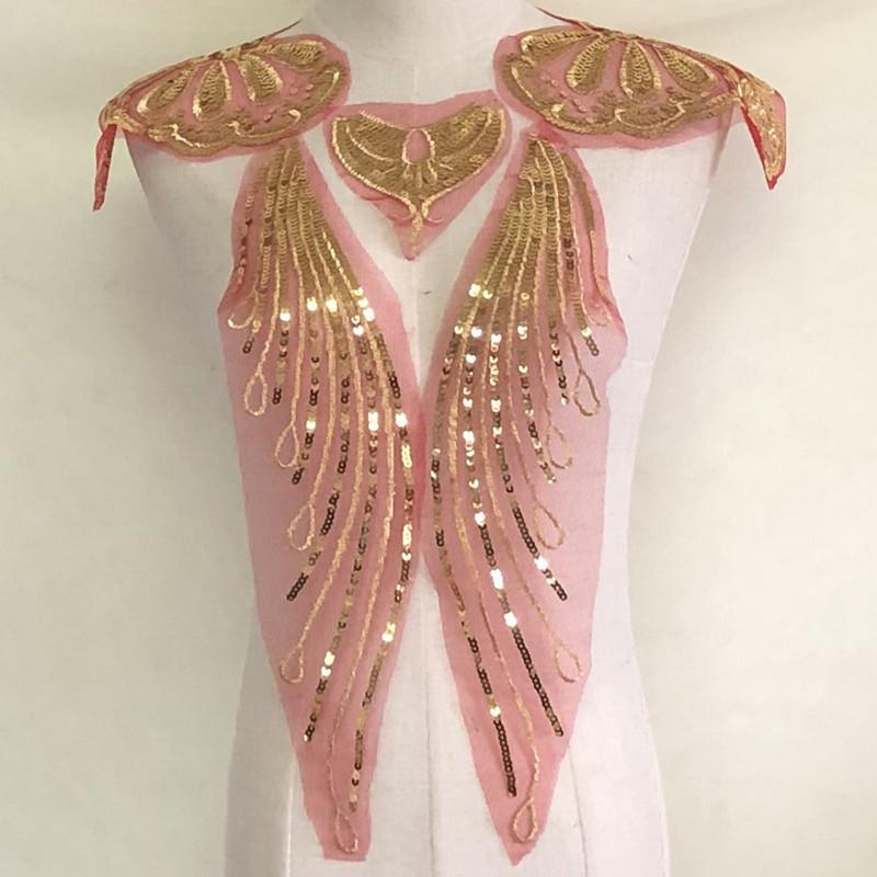 Модные пайетки Крыло нашивка поделки Золотая пайеточная нить Органза Вышивка Отделка Нашивки Пришивание Сделай сам Джинсы Платье Аксессуары