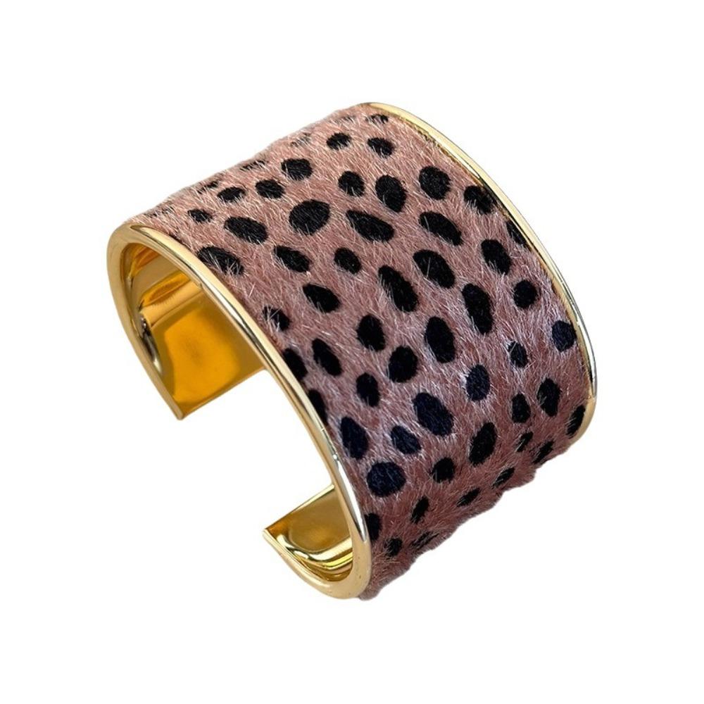 Multicolor Geometric Leopard Print Bangles Exaggerated Cuff Bangles  Hip Hop Style
