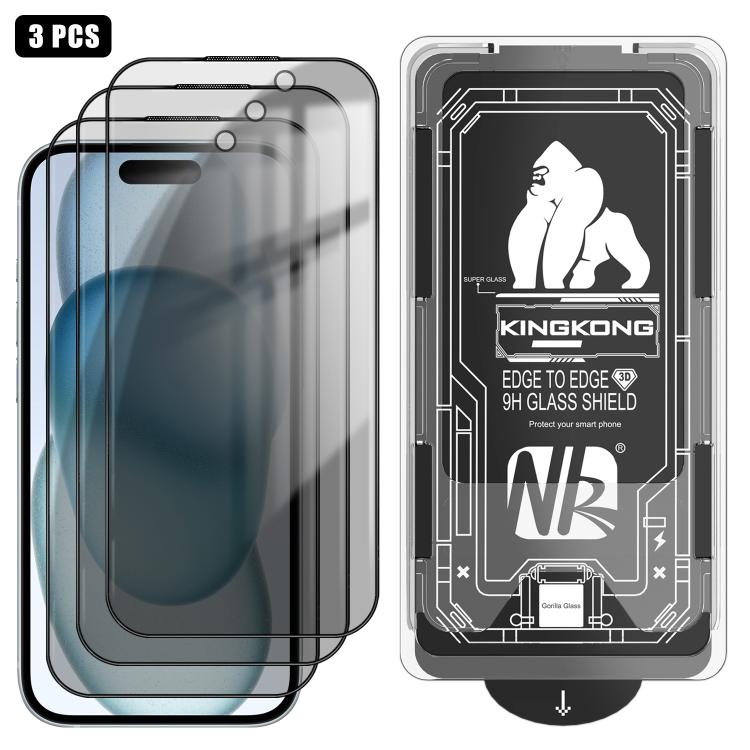 3Pcs Easy Install Dust-Free 3D Curved Privacy Electroplated Explosion-Proof Tempered Glass Screen Protector