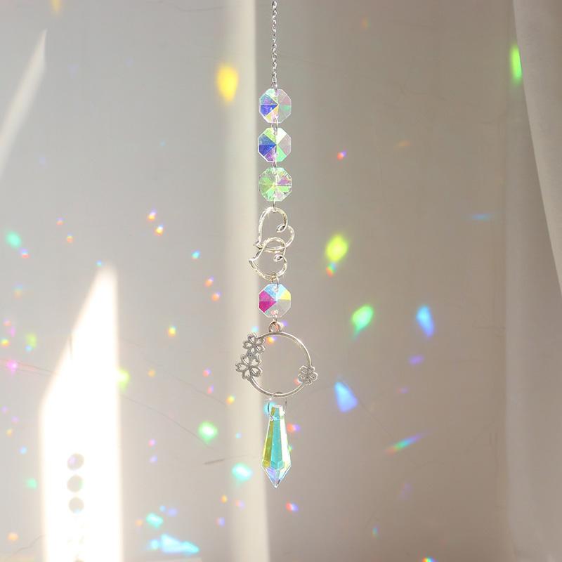 Crystal Wind Chime Rainbow Maker Sun Catcher Star Moon Sun Shape Home Garden Courtyard Hanging Wind Chime Festival Decoration