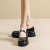 Flower Buckle Mary Jane Muffin Single Shoe Style College Platform Small Leather Shoes Women