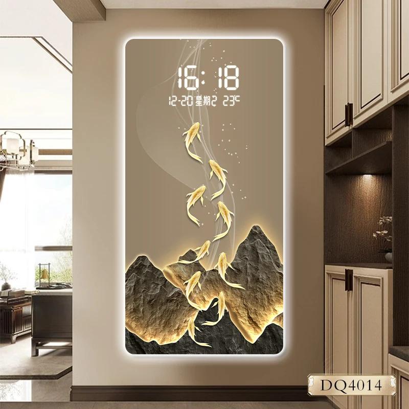 Девять рыб картина крыльцо декоративная живопись часы передовой смысл настенный светильник электронные часы прихожая подвесная картина