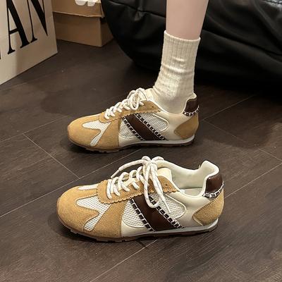 Универсальная повседневная обувь для скейтборда, ретро-расцветка, немецкие тренировочные кроссовки, женская летняя мода, круглый носок, сетчатая дышащая, удобная, легкая