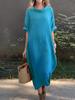 Spring hot sale large size casual loose round neck medium sleeve big swing long skirt style women's skirt