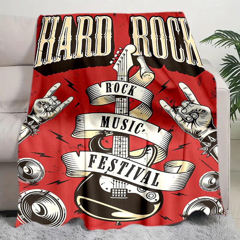 1PC Musical elements printed blanket, all season lightweight home office outdoor nap multifunctional blanket A9