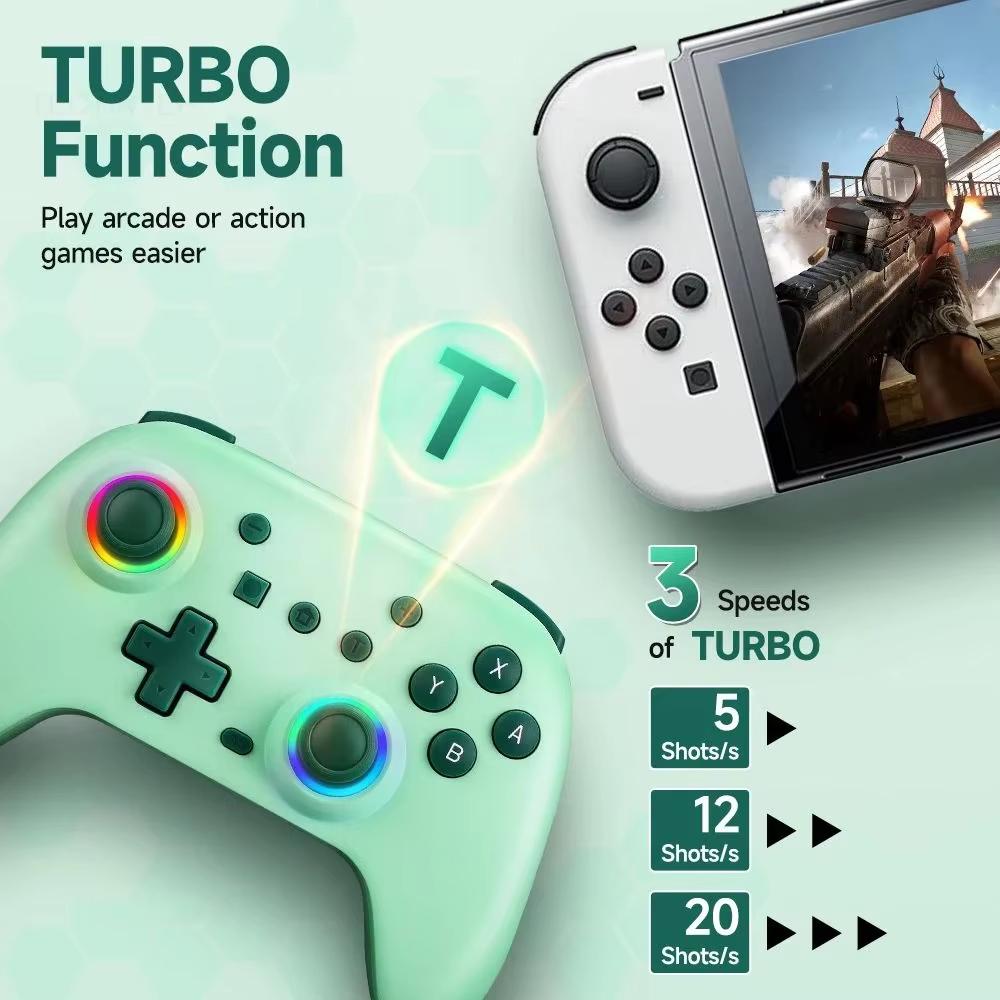 Беспроводной RGB BT Контроллер для Nintendo Switch2/OLED/Lite Геймпад для Android Телефона/ПК Джойстик/ТВ Приставки/Steam с Турбо Функцией
