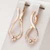 Geometric Flower Drop Earrings for Women Gold Color Shiny Zircon Hoop Earrings Vintage Daily Jewelry