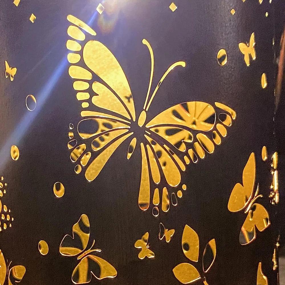 4000LM Projection Solar Garden Light IP65 Waterproof Butterfly Solar Outdoor Lantern Metal Butterfly LED Lantern for Patio Lawn Pathway