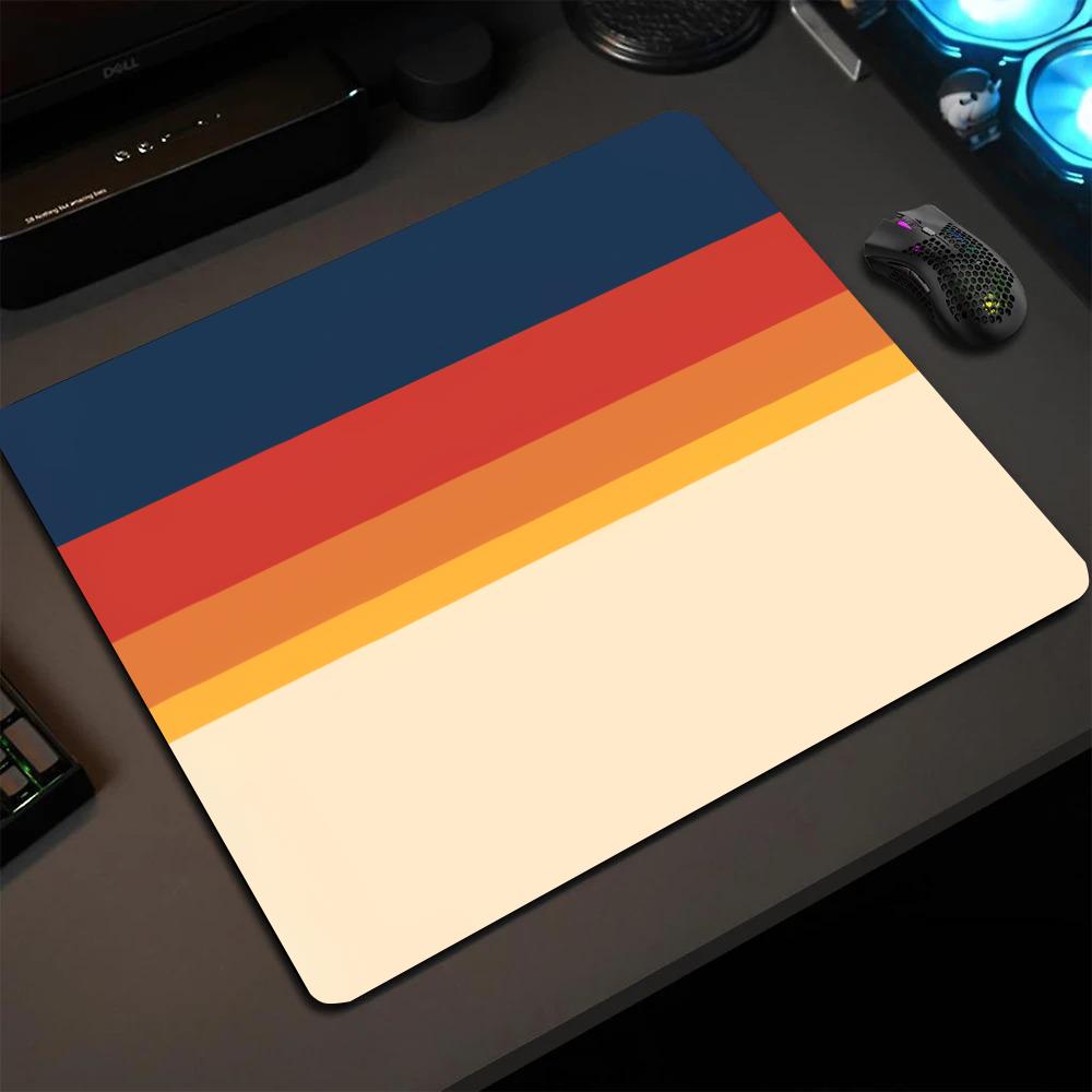 Vintage Gradient Stripe Mouse Pad Square Computer Office Game Table Mats Rubber Anti-slip Laptop Mousepads 40X45 Large Desk Pads