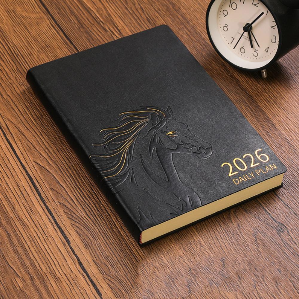 12 Months A5 Agenda Planning Notebook Pu Leather Office Work Planner Diary Writing Pads Student