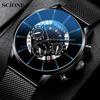 New Men Fashion Watch Three-Eye Mesh Belt Watch Calendar Non-Mechanical Quartz Bussiness Watch