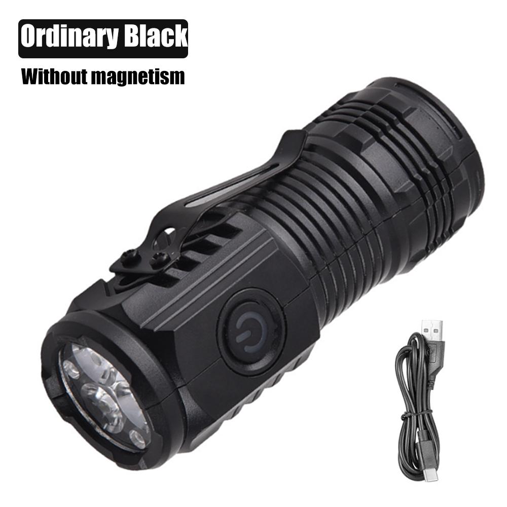 Three-eyed Monster LED Strong Light Flashlight Rechargeable Multifunctional Portable Outdoor Home Mini Flashlight Cap Clip Light