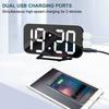 Цифровой светодиодный зеркальный будильник, 2 порта, USB-зарядное устройство, функция повтора, регулируемая яркость, светодиодный стол