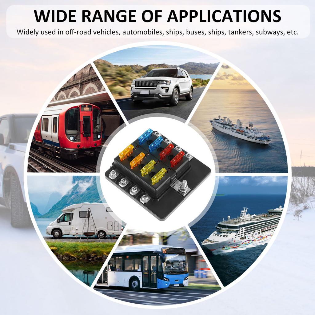 8-позиционный держатель блока предохранителей 32 В 100 А лезвийный блок предохранителей со светодиодным индикатором и крышкой водонепроницаемый блок предохранителей автомобильная панель предохранителей