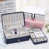 Double Layer Jewelry Box Portable Travel Watch Leather Display Organizer Necklace Storage Case For Earrings Ring